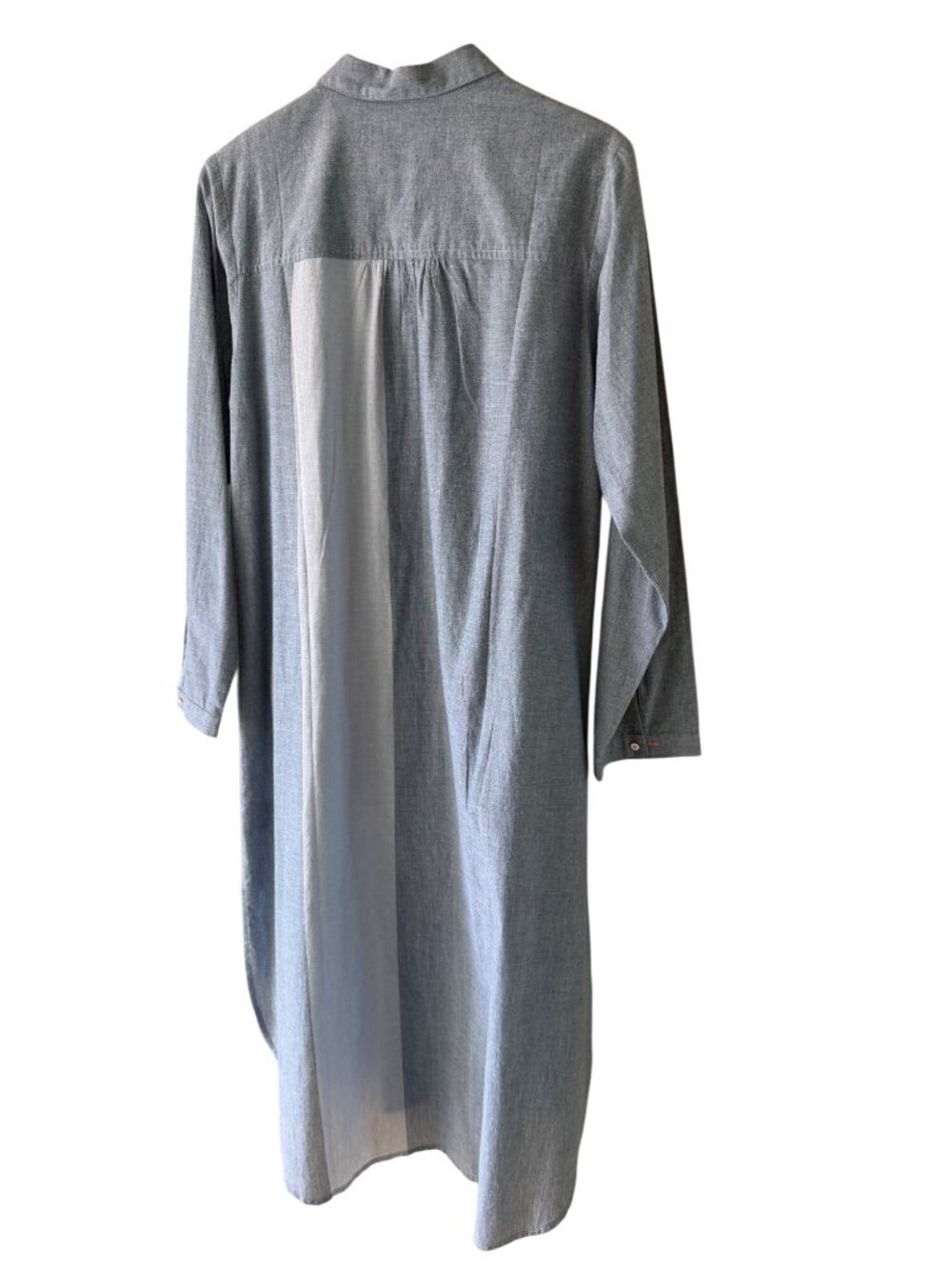 Manan Womens Button-down Chambray Shirtdress Size Large Linen Colorblock Casual - Picture 2 of 16